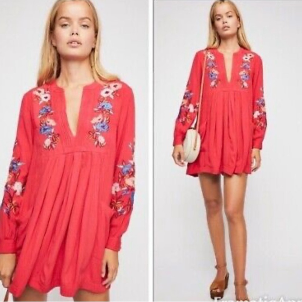 Free People Mia Embroidered Gauze Dress